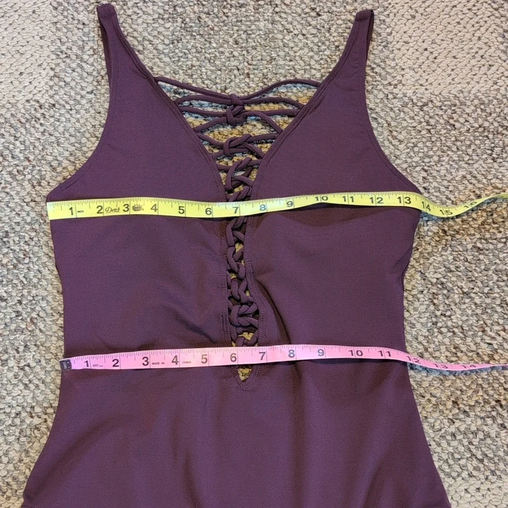 Bleu Rod Beattie Knotty But Nice Lace Down One Piece Swimsuit Plum Purple Swim - Picture 3 of 9